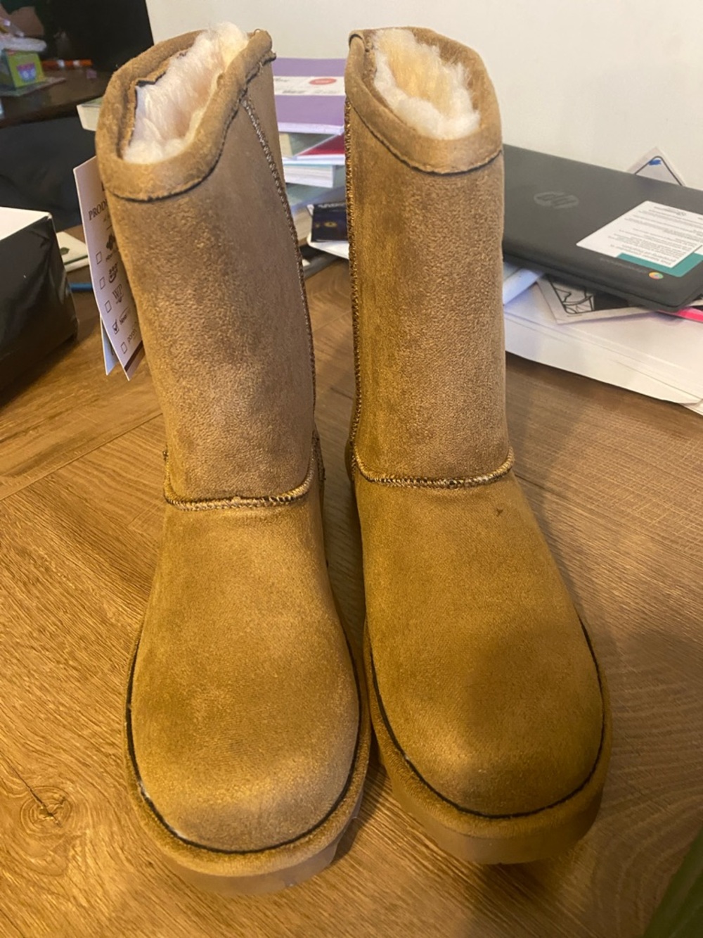 BearPaw Vegan Suede-Look Mid-Calf Boots - Chestnut Brown